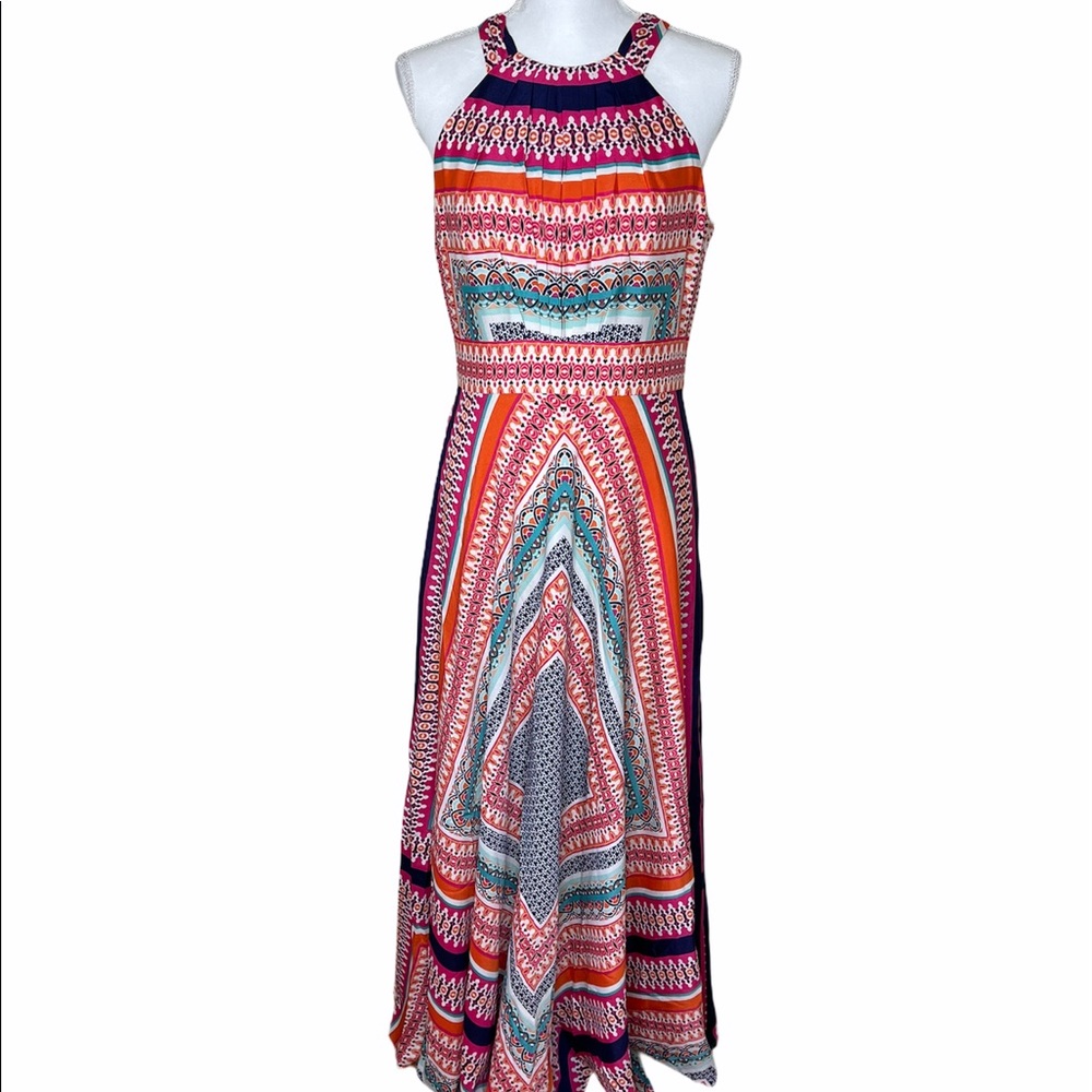 Eliza J Halter Neck Scarf Print Maxi Dress